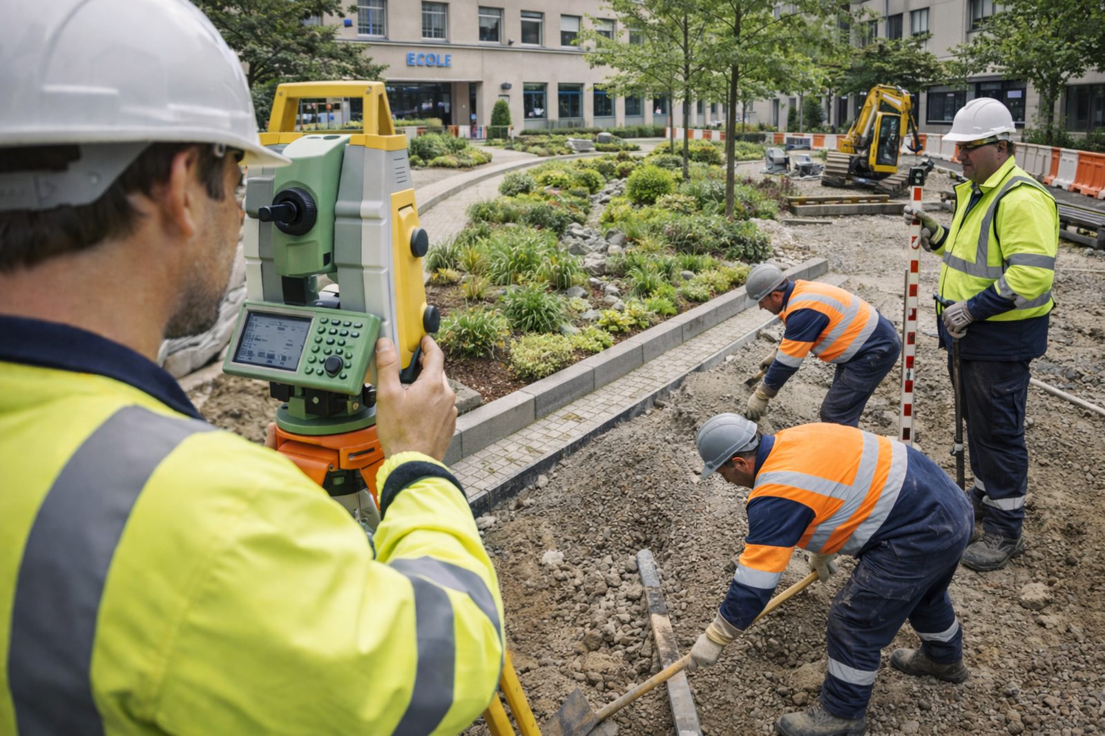 Implantation topographique VRD : repères, alignements, altimétrie et contrôles