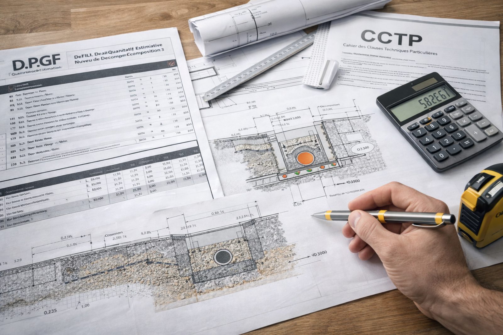 Plans d’exécution VRD, DPGF et CCTP : détails, quantitatifs et cohérence multi-pièces